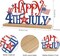 Metal “Happy 4th of July” Table Sign with Wooden Base, Patriotic Red White Blue American Flag Decor, Independence Day Memorial Day Indoor Centerpiece, Farmhouse Style Tabletop Decoration for Shelf, Desk, Mantel, and Home Display